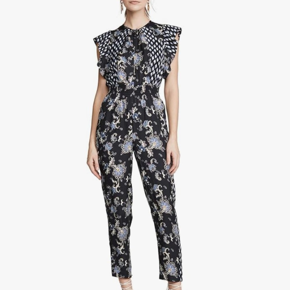 NWOT Rebecca Taylor Silk Paisley Jumpsuit with Pockets